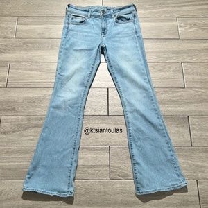 AE American Eagle Light Blue Super Stretch Mid Rise Kick Bootcut Jeans Size 8